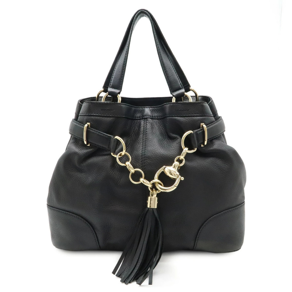 Gucci Tote Bag Shoulder Hobo Leather Black